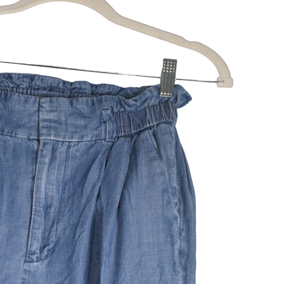 Calvin Klein Chambray Jogger Pants Womens Size 2 Blue High Rise Distressed - Picture 3 of 13